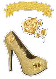 Topo De Bolo Sapatinho E Rosa Dourada Png Grayscale image, a color indexed image and the.