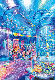 Aladdin story stained glass 1000 pieces. D 1000 029 Tenyo Disney Mickey Minnie Night Aquarium Giftsonlinetoday Com