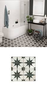 Black And White Patterned Bathroom Floor Tiles Scintilla Black Star Pattern Tiles Bathroom Flooring Victorian Bathroom Vintage Bathrooms