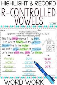 Students Will Love Learning Bossy R Word Families With Ar Er Ir Or And Ur When They Get To Use Highlighters Spelling Lessons Word Work Worksheets Word Work