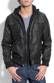Obey Rapture Trim Fit Layered Faux Leather Jacket Nordstrom Leather Jacket Men Leather Jacket Hoodie Leather Jacket