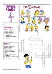Titular Family Vocabulary With The Simpsons Crossword 1 Vocabulary First Grade Math Worksheets Kindergarten Subtraction Worksheets