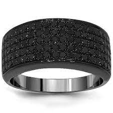 10k Solid Gold Black Rhodium Mens Black Diamond Wedding Ring Band 2 68 Ctw Mens Black Diamond Wedding Rings Mens Black Diamond Rings Black Diamond Wedding Rings