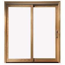 Pella 450 Series 71 25 In Clear Glass White Wood Sliding Patio Door Wooden Patio Doors Sliding Patio Doors Interior Wood Shutters