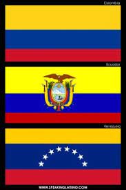 Yellow blue and red with strech. Colombia Ecuador Venezuela Flags