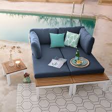 Loungeelement 3 Sitzer Mit Kissen 172x76x73cm Blauloungeelement 3 Sitzer Mit Kissen 172x76x73cm Blau Blau Garten Lounge Lounge Mobel Lounge Kissen