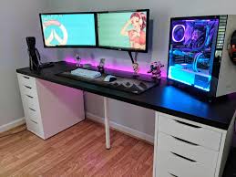 New Desk Wall Mounting And Some Lazy Cable Management Gaming Desk Setup Computer Desk Setup Desk Setup