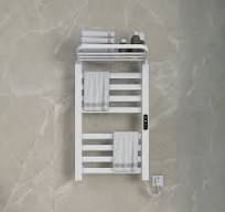 Bathroom Wall Mounted Flat 8 Bar Smart Heated Towel Rack with Top Shelf