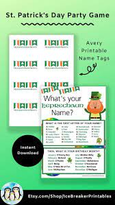 Leprechaun Party Game For A Little Luck Of The Irish For St Etsy School Party Games Luck Of The Irish Funny Printables
