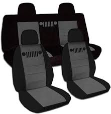 2007 2017 Jeep Compass Patriot Two Tone Seat Covers Black Charcoal Full Set 21 Colors Front Buckets Split R Jeep Wrangler Jeep Wrangler Jk Wrangler Jk