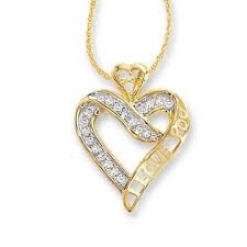 1 5 Ct T W Diamond I Love You Heart Pendant In 10k Gold Zales Heart Pendant Diamond Heart Necklace Diamond Heart Pendant