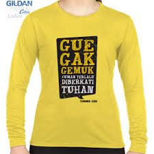 Kaos lengan panjang untuk wanita gemuk. Jual Kaos Gue Gak Gemuk Print Kaos Lengan Panjang Wanita Gildan Custom Ciptaloka Com