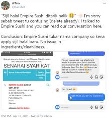 Upon approval of both departments, the abattoirs and processing plants will be listed in the malaysian approved plants list. Has Empire Sushi S Halal Certificate Been Revoked Hype Malaysia