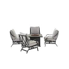 The elementi hampton fire table is one of the best deals we carry! Hampton Bay Highland Point 5 Piece Aluminum And Steel Patio Fire Pit Conversation Set With Gray Cushions Brickseek