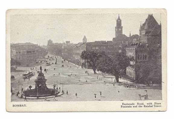 Esplanade Road with Flora Fountain & The Rajabai Tower in Mumbai | Bombay city postcard, Vintage