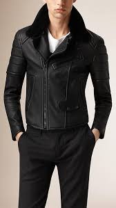 Shearling Topcollar Lambskin Biker Jacket Leather Jacket Men Brown Leather Jacket Men Leather Jacket