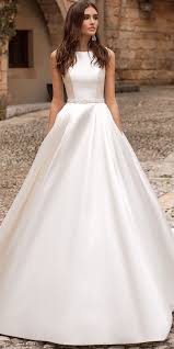 Decent Tulle Satin Jewel Neckline A Line Wedding Dress With Beaded Embroidery Belt Vo A Line Wedding Dress Embroidery Dress Wedding Classic Wedding Dress