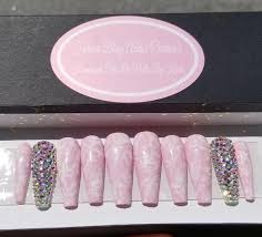 handmade gel marble crystal press on nails