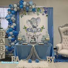 Boy Elephant 6x8 Ft Candy Table Backdrop Blue Elephant Boy Baby Shower Birthday Backdrop 6x8 Ft Digital Backdrop Blue Flowers Bow Tie Boy Baby Shower Centerpieces Elephant Baby Shower Boy