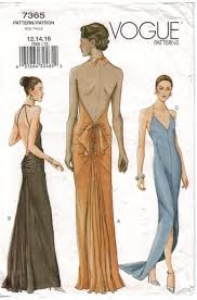 Vogue Pattern 7365 Evening Gowns Lacing Halter Size 12 14 16 Backless Dress Pattern Evening Dress Patterns Vogue Dress