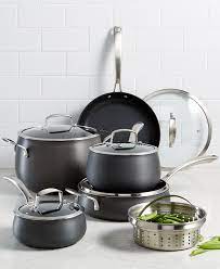 I really like these pans, the only downfall is how heavy they are. Belgique Hard Anodized 11 Pc Cookware Set Created For Macy S Reviews Cookware Sets Macy S