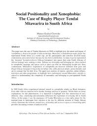 Pdf Social Positionality And Xenophobia The Case Of Rugby Player Tendai Mtawarira In South Africa