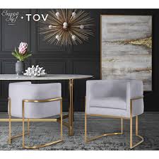 Cult living primrose dining chair, velvet upholstered, grey. Tov Furniture Modern Giselle Grey Velvet Dining Chair Gold Frame Tov Minimal Modern