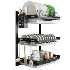 Hanging Dish Drying Rack Wall Mount Dish Drainer 3 Tier Junyuan Kitchen Plate Bowl Spice Organizer Storage Shelf Holder With Drain Tray With 3 Hooks Stainless Steel Black Coating 3 Tier 21 8 Buy Online Introfeaturespros & conscustomer reviewsbuy link. desertcart