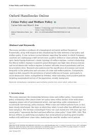 Oxford brookes university headington campus oxford ox3 0bp uk. Pdf Crime Policy And Welfare Policy