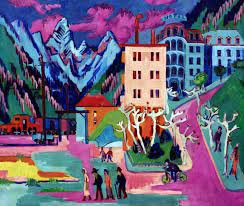 bahnof davos ernst ludwig kirchner als kunstdruck oder handgemaltes gemalde expressionismus entartete kunst idee farbe