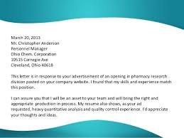 Free Sample Cover Letter Pharmaceutical
