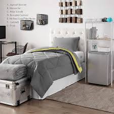 Find dorm bedding from a vast selection of comforters & sets. Porch Den Hataya Limelight Yellow Alloy Grey Twin Xl Dorm Bedding And Trunk Set Overstock 28303393