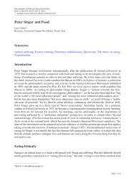 Pdf Peter Singer And Food