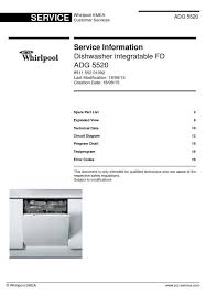 Whirlpool Adg 5520 Dishwasher Service Manual Dishwasher Service Whirlpool Dishwasher