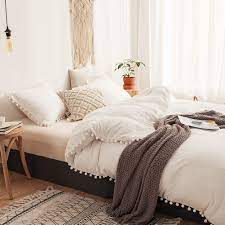 Save on mattresses · save on top brands · earn reward points Buy 3 Pieces White Bedding Offwhite Raw White Duvet Cover Set Ball Fringe Pattern Design Soft Off White Bedding Sets Queen 1 Duvet Cover 2 Ball Lace Pillowcases Queen White Online In Spain B074497k6q