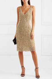 Gold Embellished Chiffon Dress Naeem Khan Roaring 20s Fashion Great Gatsby Party Dress Flapper Girl Dress