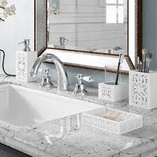 Browse tissue covers, wastebaskets, soap dishes, and more in finishes from solid white to sparkling silver. House Of Hampton Mirror Janette 4 Piece Bathroom Accessories Set Reviews Wayfair