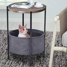 Explore 6 listings for round table with drawers at best prices. Amolife Round End Table Sofa Side Table With Fabric Storage Basket For Living Room Small Coffee Table 24 Round Bedside Table With Grey Rustic Wood Top And Black Metal Frame Industrial Nightstand Buy Online