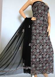 Ishieqa S Black Georgette Chikankari Dress Material Kl0105c Dress Materials Dresses Beautiful White Dresses