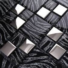 Pure Black Metal Wall Decor Kitchen Galvanized Mosaic Backsplash Tile Mosaic Tile Backsplash Kitchen Mirror Wall Tiles Mosaic Backsplash