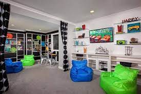 Game Room Ideas For Teenagers Contemporary Kids By Laura Manning Bendik Boys Game Room Kids Game Room Game Room Chairs