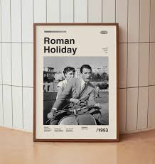 Roman Holiday 1953 Vintage Movie Poster - Gregory Peck Audrey Hepburn-  Minimalist Midcentury Wall Art Print - Etsy