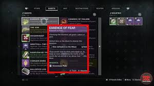 Oct 05, 2019 · cloud_hopper 2 years ago #1. Destiny 2 Essence Of Fear How To Fix Quest Not Appearing Bug