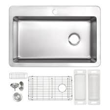 Kitchen sinks drop in 22x33 inches to pixels ratio. Drop In Top Mount 16 Gauge Stainless Steel 33 In X 22 In X 10 In Single Bowl Kitchen Sink Rt3322 The Home Depot