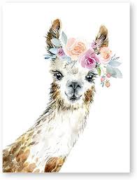 Amazon Com Llama Print Alpaca Wall Art Girl Nursery Decorative Floral Crown Animal Llama Peekabo In 2020 Animal Paintings Acrylic Animal Paintings Watercolor Pictures