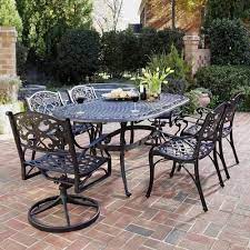Home Styles Biscayne 7 Piece Black Frame Patio Set Lowes Com Wrought Iron Patio Furniture Iron Patio Furniture Outdoor Dining Chairs