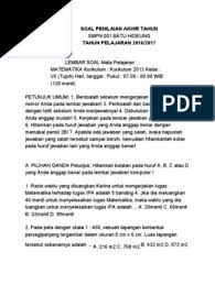 Jika dia meluangkan 40 menit untuk menyelesaikan tugas matematika, maka waktu yang dia luangkan untuk menyelesaikan tugas ipa adalah. Jawaban Soal Pat Kelas 7 Matematika Smp Batu Hideung Jawaban Cerdas