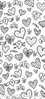 Free Black And White Heart Doodle Pattern Iphone Wallpaper This Design Is Available For Iphone 5 Through Ip Heart Doodle Doodle Patterns Black And White Heart