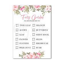 Our kids love, love, love scavenger hunts. Digital Girls Fairy Garden Birthday Scavenger Hunt Games Printable Floral Birthday Gam Party Favors For Kids Birthday Garden Party Birthday Fairy Party Games