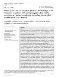 Pdf Efficacy And Safety Of A Triple Active Sore Throat Lozenge In The Treatment Of Patients With Acute Pharyngitis Results Of A Multi Centre Randomised Placebo Controlled Double Blind Parallel Group Trial Doripha